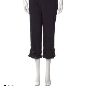 STAUD Black Cropped Pants with Ruffle Hem